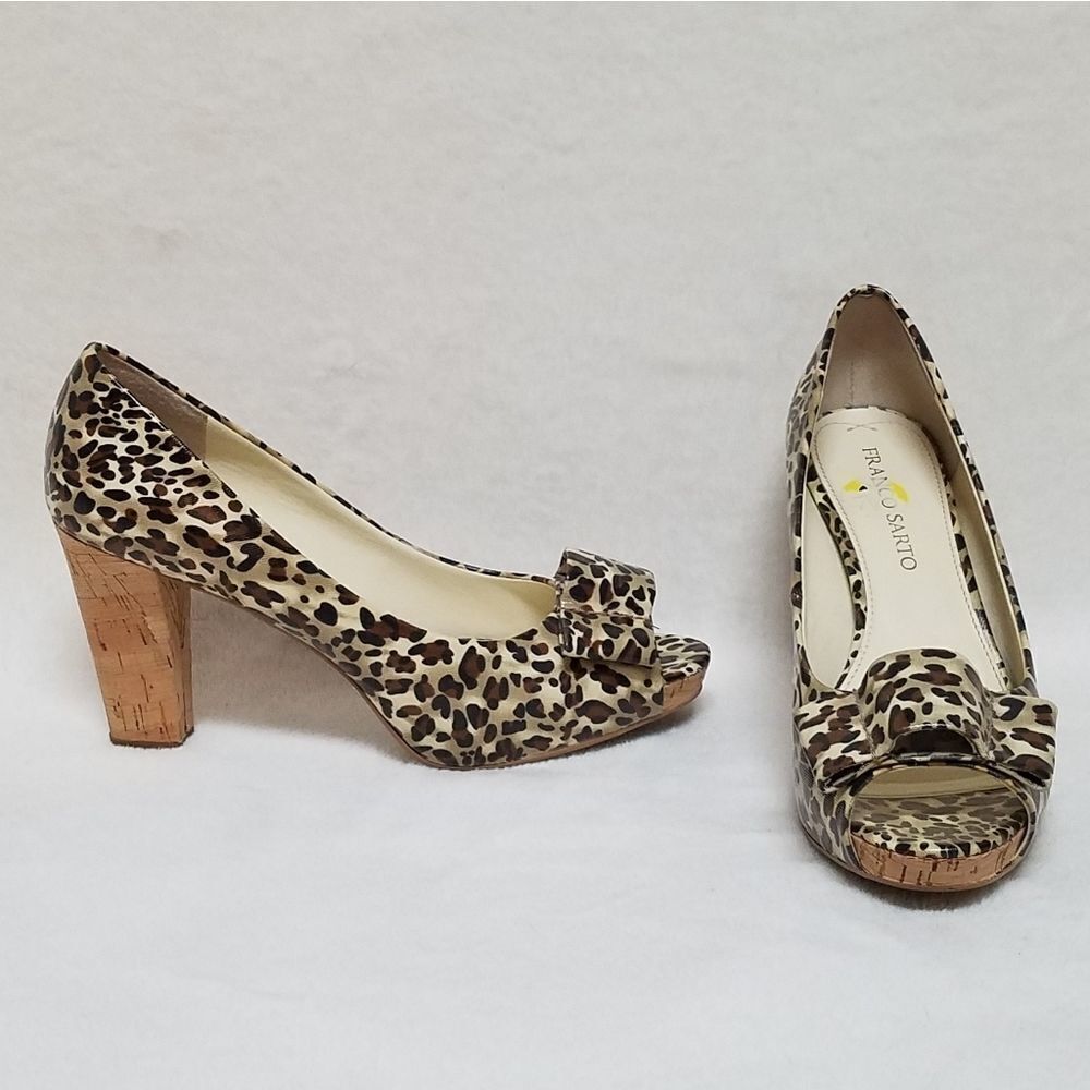 FRANCO Sarto Vice Cheetah Print Block Heel Pumps